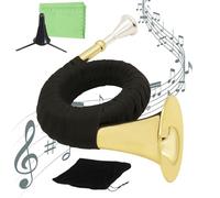 Petit cor français | Instrument de musique de poche en laiton | Corne décorative avec support - pour la pratique de la musique, les événements en plein air, les voyages, les performances pour