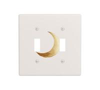 Petit croissant de lune en feuille d'or métallisée double interrupteur plaque murale décoration taille standard - 11,4 x 11,4 cm