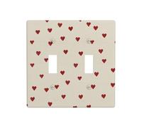 Petit cœur rouge sur beige double interrupteur plaque murale décoration taille standard - 11,4 x 11,4 cm