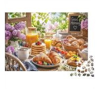 Petit-déjeuner Croissant Pancake 1000pcs Mini Puzzle pour Famille Difficile | 38x26cm Carton Décor Salon Structure Durable Cadeau Anniversaire Entraînement Cérébral