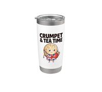 Petit déjeuner d'humour anglais Crumpet & Tea Time British Lover, Royaume-Uni Gobelet isotherme en acier inoxydable double paroi