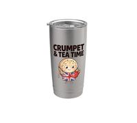 Petit déjeuner d'humour anglais Crumpet & Tea Time British Lover, Royaume-Uni Gobelet isotherme en acier inoxydable double paroi