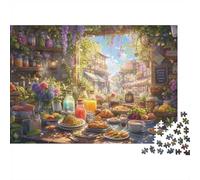 Petit-déjeuner Fleurs Rue Puzzle, 1000 Pièces pour Adultes Haute Qualité | 70x50cm Carton, Exercice Mental, Ajustement Précis, Amateurs De Puzzles, Réduction Du Stress