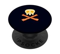 Petit déjeuner Gourmand en Forme de crâne en Forme de tête de Mort au Bacon et aux œufs PopSockets PopGrip Adhésif