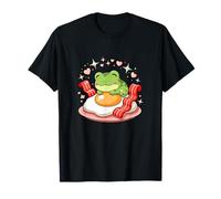 Petit Dejeuner Kawaii Grenouille sur Oeuf Bacon Coeur T-Shirt
