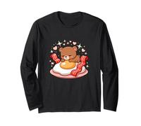 Petit Dejeuner Kawaii Ours Dormeur sur Oeuf Et Bacon Coeurs Manche Longue