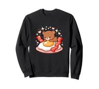 Petit Dejeuner Kawaii Ours Dormeur sur Oeuf Et Bacon Coeurs Sweatshirt