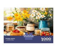 Petit-déjeuner Pancake Fleur 1000 Pièces Coffret Puzzle Ambiance chaleureuse Puzzle Carton Extra-épais - Anti-Stress Voyage, Noël Cadeau 12+, Entraînement Cérébral Sympa 38x26cm/1000pcs