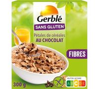 Petit déjeuner sans gluten gourmand au chocolat - GERBLE Pétales de céréales chocolatées, format box 300g - Lot de 3