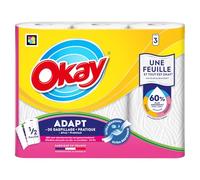 Petit-déjeuner tranquille avec l'essuie-tout adapt blanc OKAY x3 - Absorption renforcée, écologique et pratique - Lot de 3