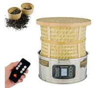 Petit déshydrateur à thé, 400 W, avec télécommande, base en acier inoxydable et cage en bambou, température réglable, pour sécher le thé, les fruits, la viande et les légumes(Silver)
