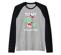 Petit Dinosaure Cool avec Lettre d'amour, Cadeau pour ma Saint-Valentin Manche Raglan