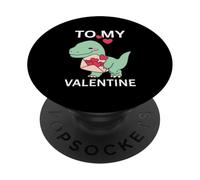 Petit Dinosaure Cool avec Lettre d'amour, Cadeau pour ma Saint-Valentin PopSockets PopGrip Adhésif