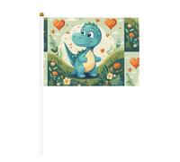 Petit dinosaure dans l'herbe verte en dix pièces - Drapeau imprimé double face - 14 x 20,8 cm - Convient pour les activités d'équipe