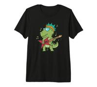 Petit Dinosaure T-Rex Jouant de la Guitare Rock T-Shirt Haut de Gamme