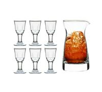 Petit distributeur de vin Baijiu en verre résistant à la chaleur de style chinois - Ensemble de 7 tasses Baijiu