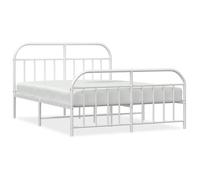 Petit double - MANGO - Cadre de lit 2 PLACES - métal sans matelas - et pied de lit blanc 140x200 cm FR14729