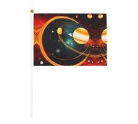 Petit drapeau à main avec système solaire Jupiter Saturne pour jeux sportifs et festivals, décoration de défilé 14 x 20,8 cm