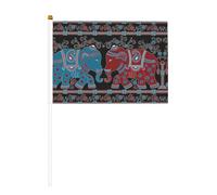 Petit drapeau à main éléphant violet pour jeux de sport et festivals, décoration de défilé 14 x 20,8 cm