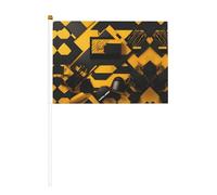 Petit drapeau à main jaune moutarde et noir pour jeux de sport et festivals, décoration de défilé 14 x 20,8 cm