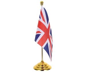 Petit Drapeau Britannique de Bureau avec Support, Polyester et Fer | Décoration Patriotique, Installation Rapide, Entretien Facile, pour Réunions Urgentes, Salle de Conférence et Table