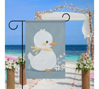 Petit drapeau de jardin en forme de canard blanc pour extérieur, 30,5 x 45,7 cm, drapeau de jardin printemps été, drapeau saisonnier double face, panneau de bienvenue durable pour terrasse, pelouse