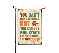 Petit drapeau de jardin « You Can'T Buy Happiness But You Can Buy Real Estate » - Décoration d'Halloween - Mini drapeau de jardin