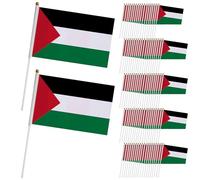 Petit drapeau de la Palestine 100 pièces mini drapeaux de pays avec mât en plastique 5, 5 x 8, 3 pouces drapeau la Palestine à main double face sur bâtons décorations résistant à la décoloration