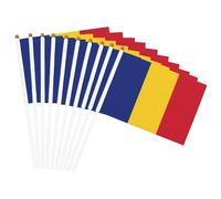 Petit drapeau de la Roumanie imprimé à main, drapeau double face agitant à la main 14 x 20,8 cm