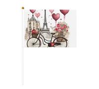 Petit drapeau de la tour de Paris pour café, vin, parfum, vélo, cœur, petit drapeau de poche pour jeux sportifs et festivals, décoration de défilé 14 x 20,8 cm