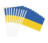 Petit drapeau de l'Ukraine imprimé à main, drapeau double face agitant à la main 14 x 20,8 cm