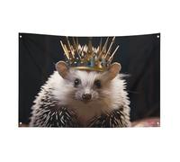 Petit drapeau de maison pour jardin avec couronne extérieure avec hérisson, drapeau saisonnier pour Noël, Halloween, Pâques, Saint-Valentin