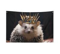 Petit drapeau de maison pour jardin avec couronne extérieure avec hérisson, drapeau saisonnier pour Noël, Halloween, Pâques, Saint-Valentin