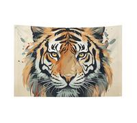 Petit drapeau de maison pour l'extérieur Année du tigre Tête de tigre Drapeau saisonnier pour Noël, Halloween, Pâques, Saint-Valentin
