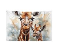 Petit drapeau de maison pour l'extérieur aquarelle cerf girafe drapeau saisonnier pour Noël, Halloween, Pâques, Saint-Valentin