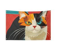 Petit drapeau de maison pour l'extérieur Art moderne chat saisonnier drapeau pour Noël, Halloween, Pâques, Saint-Valentin