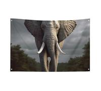 Petit drapeau de maison pour l'extérieur - Éléphant 3D - Drapeau saisonnier pour Noël, Halloween, Pâques, Saint-Valentin