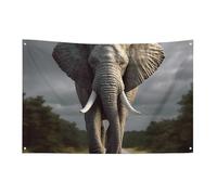 Petit drapeau de maison pour l'extérieur - Éléphant 3D - Drapeau saisonnier pour Noël, Halloween, Pâques, Saint-Valentin