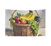Petit drapeau de maison pour l'extérieur Fruits frais dans le panier Drapeau saisonnier pour Noël, Halloween, Pâques, Saint-Valentin