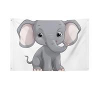 Petit drapeau de maison pour l'extérieur - Joli drapeau saisonnier d'éléphant de dessin animé pour Noël, Halloween, Pâques, Saint-Valentin