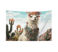 Petit drapeau de maison pour l'extérieur mexicain lama vert saisonnier pour Noël, Halloween, Pâques, Saint-Valentin