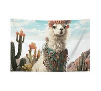 Petit drapeau de maison pour l'extérieur mexicain lama vert saisonnier pour Noël, Halloween, Pâques, Saint-Valentin