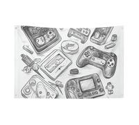 Petit drapeau de maison pour l'extérieur monochrome style croquis jeu saisonnier drapeau pour Noël, Halloween, Pâques, Saint-Valentin
