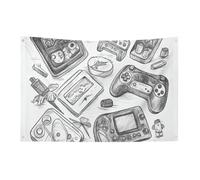 Petit drapeau de maison pour l'extérieur monochrome style croquis jeu saisonnier drapeau pour Noël, Halloween, Pâques, Saint-Valentin
