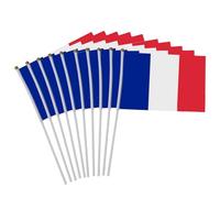 Petit Drapeau Français avec Ba-ton, 50 Drapeau Tricolore Bleu Blanc Rouge Tenus à manivelle Fanions pour Fête Défilés Coupe du Monde Événements Sportif Décoration Jardin Bar, 14 x 21 cm