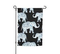 Petit drapeau imprimé éléphant bleu noir pour cour jardin drapeau épais pour porches pelouses résistant à la décoloration