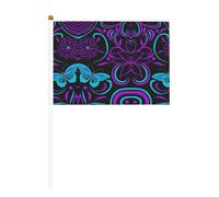 Petit drapeau imprimé papillon sur une belle fleur, graphismes vifs double face pour un agitation facile et un soutien visuel