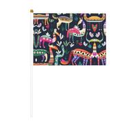 Petit drapeau mexicain Otomi Animaux Mini Portable pour Jeux de Sport et Festivals Décoration Défilé Drapeau 14 x 20,8 cm