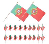 Petit Drapeau Portugais et Bois 20 Pièces à Bâtonnet en Polyester | Installation Nécessaire, Prise Antidérapante, Déploiement, pour Concerts et Événements Scolaires