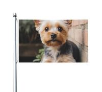 Petit drapeau représentant un chien assis, 152 cm x 91 cm, avec œillets, en polyester double face pour jardin.